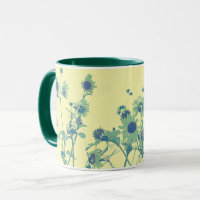 Tons vintages Tasse de tournesol vert
