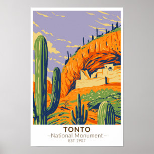 Tonto National Monument Arizona Retro Poster