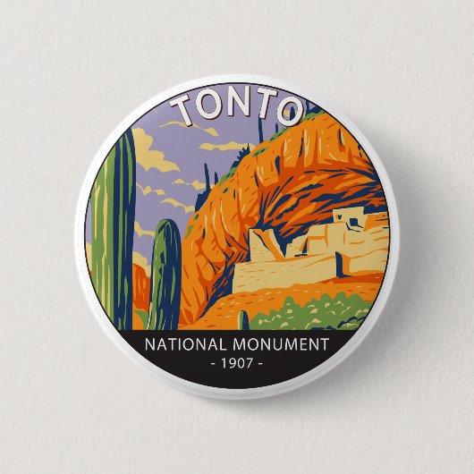 Tonto National Monument Arizona Ronde Button 5,7 Cm (Voorkant)