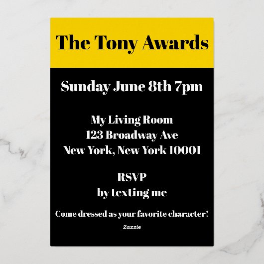 Tony Awards Playbill Inspiratie Uitnodiging (Achterkant)