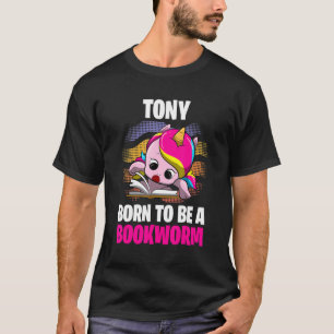 Tony geboren als een boekenwurm gepersonaliseerd t-shirt