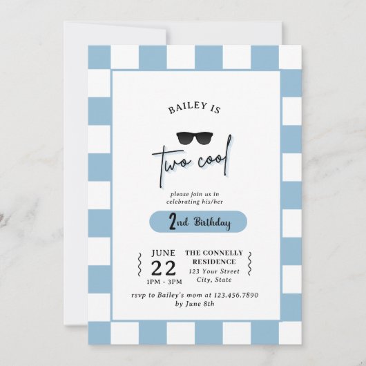 Too Cool 2nd Birthday Invitation (Devant)