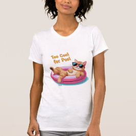 Too Cool for Pool – Funny Cat Floating on Pool  T-shirt
