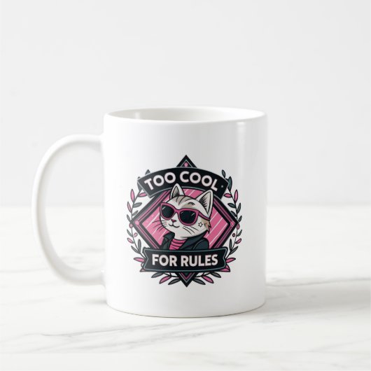 Too Cool For Rules – Modern Streetwear Cat Mug (Gauche)
