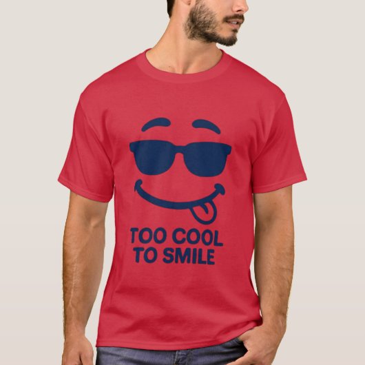 Too Cool to Smile – Funny Minimal Face T-shirt (Voorkant)