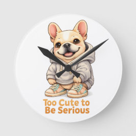Too Cute to Be Serious – Funny French Bulldog Ronde Klok