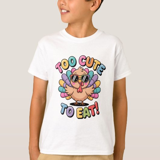 Too Cute To Eat Funny Turkey Design T-shirt (Voorkant)