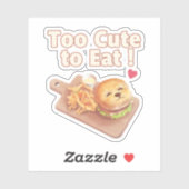 Too Cute to Eat: Smiling Bichon Burger Art Sticker (Vel)