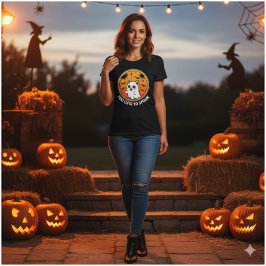 Too Cute To Spook – Adorable Ghost Cat Halloween Tri-Blend Shirt