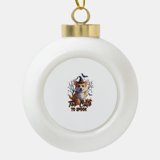Too Cute To Spook Funny Halloween Dog Corgi T shir Keramische Bal Ornament