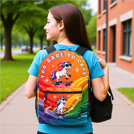 Too Rare to Care - Cool Unicorn Skateboard  Bedrukte Rugzak