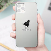 Too Tired to Think - Funny Exhausted Black Cat Sticker (Telefoon)