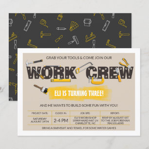 Tool Time Handyman Verjaardag Uitnodiging