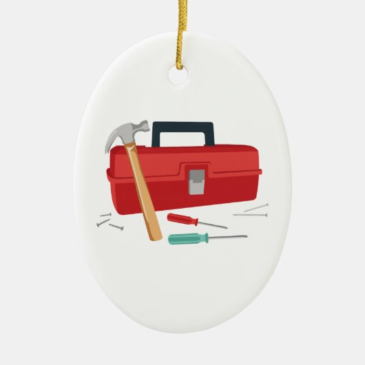 Toolbox en tools keramisch ornament (Voorkant)