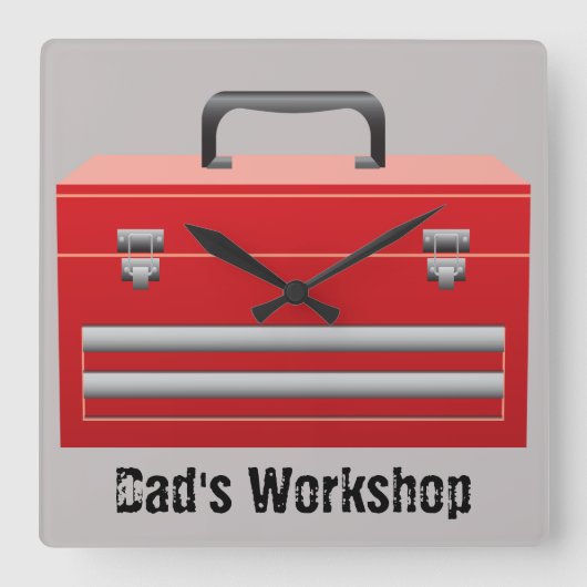 Toolbox "Papa's Workshop" Vierkante Klok (Voorkant)