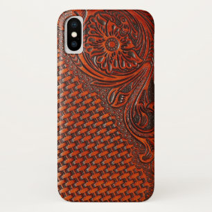 Tooled lederen textuur iPhone draagtas iPhone X Hoesje