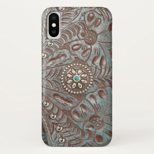 Tooled lederen textuur iPhone draagtas iPhone X Hoesje
