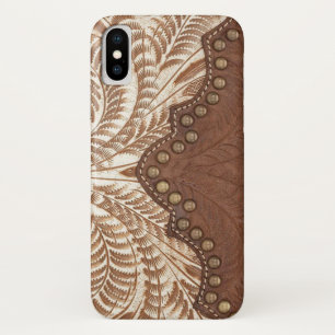 Tooled lederen textuur iPhone draagtas iPhone X Hoesje