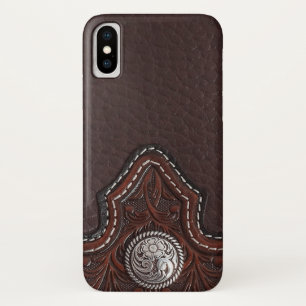 Tooled lederen textuur iPhone draagtas iPhone X Hoesje