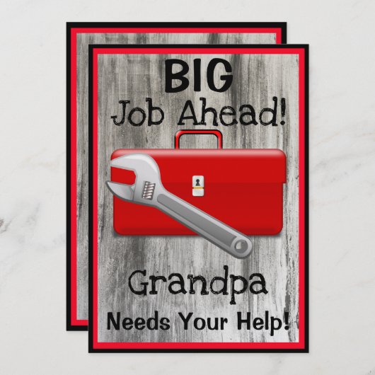 Toolin' Around with Grandpa Invitation Kaart (Voorkant / Achterkant)
