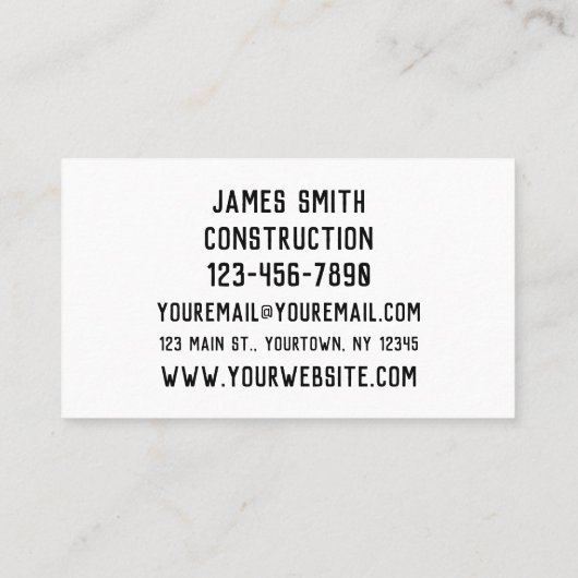 Tools en hardwarehardwarematige contractant visitekaartje (Achterkant)