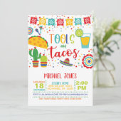 Tools en Tacos Uitnodiging - Wit (Staand voorkant)
