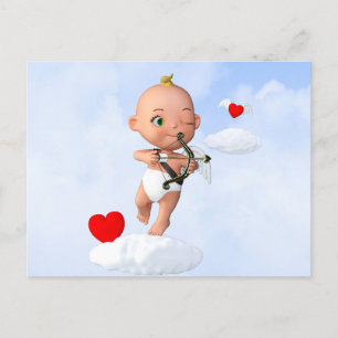 Toon Baby Cupid Vliegen met een Boog en Pijl Briefkaart