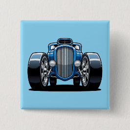 Toon Hotrod Art  Vierkante Button 5,1 Cm