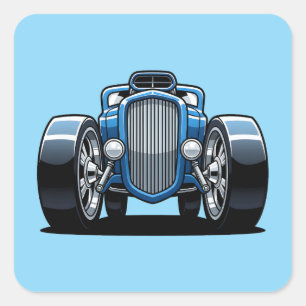 Toon Hotrod Kunst Vierkante Sticker