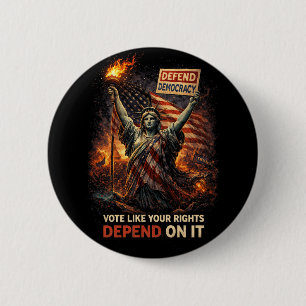 Toorts van Democratie Ronde Button 5,7 Cm