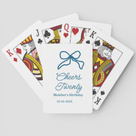 Toost twintig blauwe verjaardagsboog naam datum bo pokerkaarten