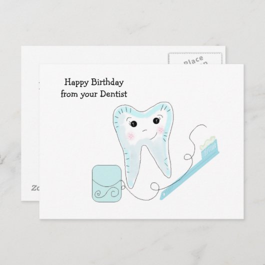 Tooth and Toothbrush Dental Design Briefkaart (Voorkant / Achterkant)