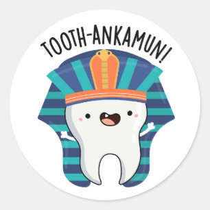 Tooth-ankamun Funny Tooth Pun Ronde Sticker