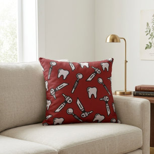 Tooth Be Told Coussin de sol burgundy