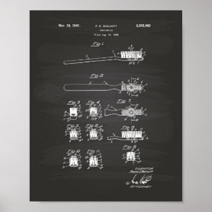 Tooth Brush 1941 Patent Art Chalkboard Poster