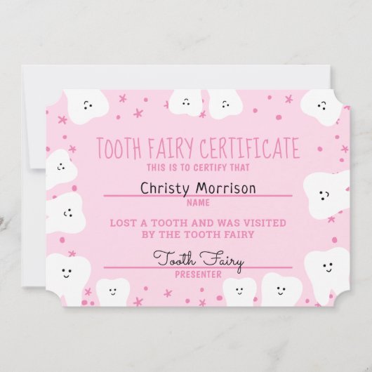 Tooth Fairy Certificate Girl 3 Kaart (Voorkant)