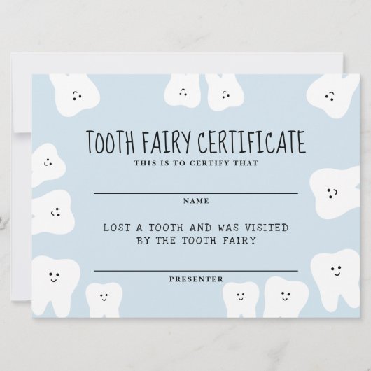 Tooth Fairy Certificate Kaart (Voorkant)