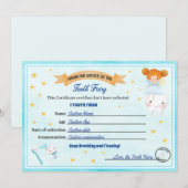 Tooth Fairy Certificate - Lost Tooth Receipt Kaart (Voorkant / Achterkant)