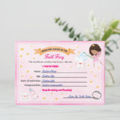 Tooth Fairy Certificate - Lost Tooth Receipt Kaart (Staand voorkant)