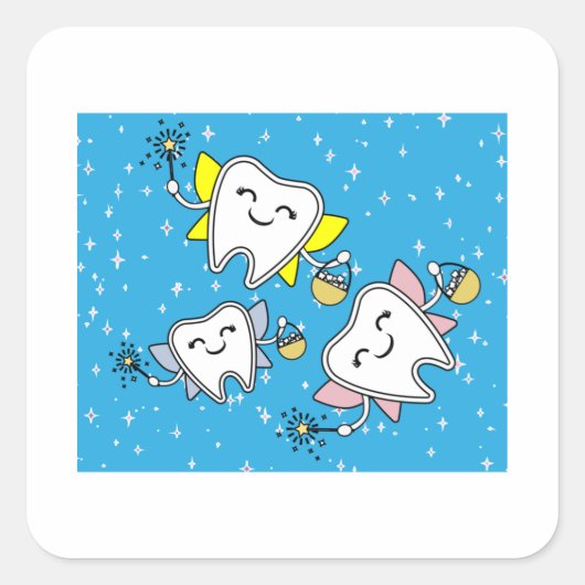Tooth Fairy Dentist Lost Milk Tooth Vierkante Sticker (Voorkant)