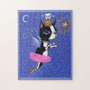 Tooth Fairy Dog Boston Terrier Pink Tutu Crown Legpuzzel