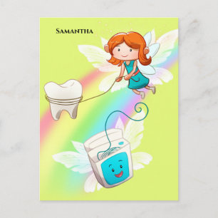 Tooth fairy floss DIY name regenboogtandarts Briefkaart
