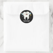 Tooth Fairy Funny Tooth Pun Dark BG Ronde Sticker (Tas)