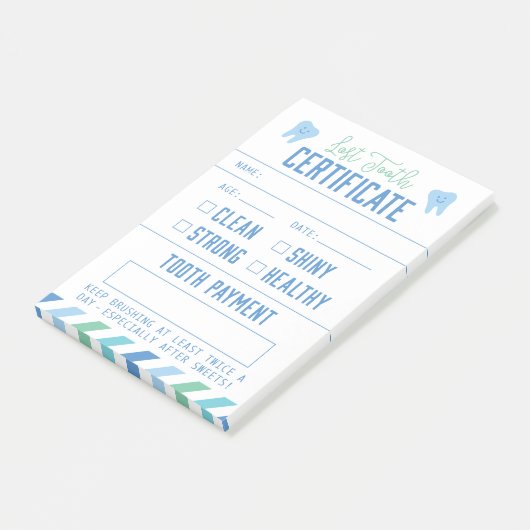 Tooth Fairy Keepomwille Certificate Boy Post-it® Notes (Schuin)