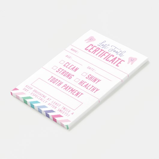 Tooth Fairy Keepomwille Certificate Girl Post-it® Notes (Schuin)