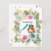 Tooth fairy | roos van prinses tandpenseel briefkaart (Voorkant / Achterkant)