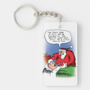 Tooth Fairy Santa Funny-kerstCartoon Sleutelhanger