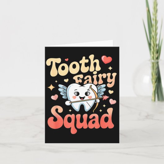 Tooth Fairy Squad Cute Cud Tooth Retro Dental Humo Kaart (Voorkant)