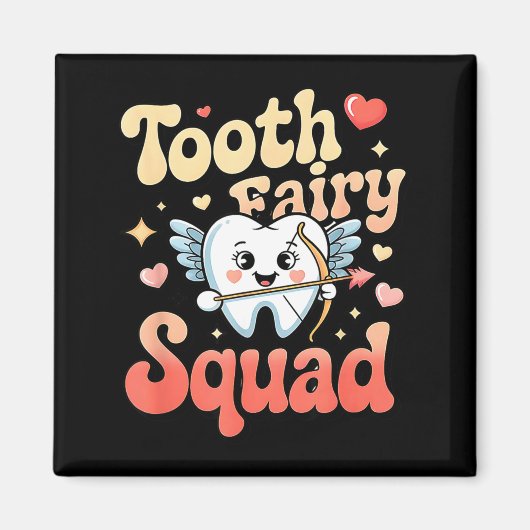 Tooth Fairy Squad Cute Cud Tooth Retro Dental Humo Magneet (Voorkant)