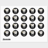 Tooth Hurty Funny Dental Pun Dark BG Ronde Sticker (Vel)
